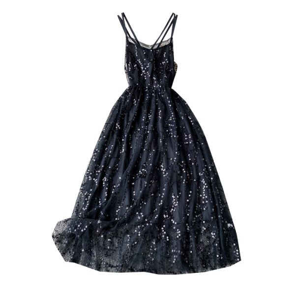Wine red strap dress wave point beach dress backless cultivate one's morality super fairy posed dress seaside resort - Image 6