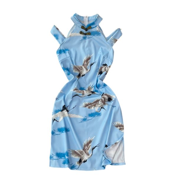 Cheongsam Women's Summer Chinese Style Young Girl's Small Slimming and Short Modified off-Shoulder Dress - Image 6