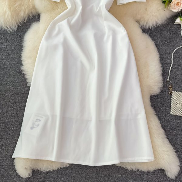 First Love Bubble Sleeve Square Collar White Chiffon Dress New Women's Summer French Gentle Sweet Super Fairy Dress - Image 4