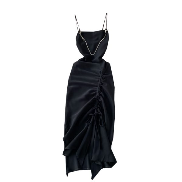 Fashion sexy annual open fork cultivate one's morality show thin dress summer backless smoked rope sling women dress - Image 6