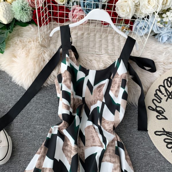 Bali Beach Dress Suspender Dress Vintage Bohemian Dress Women's Seaside Holiday Loose Backless Dress - Image 3