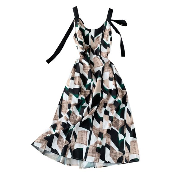 Bali Beach Dress Suspender Dress Vintage Bohemian Dress Women's Seaside Holiday Loose Backless Dress - Image 6