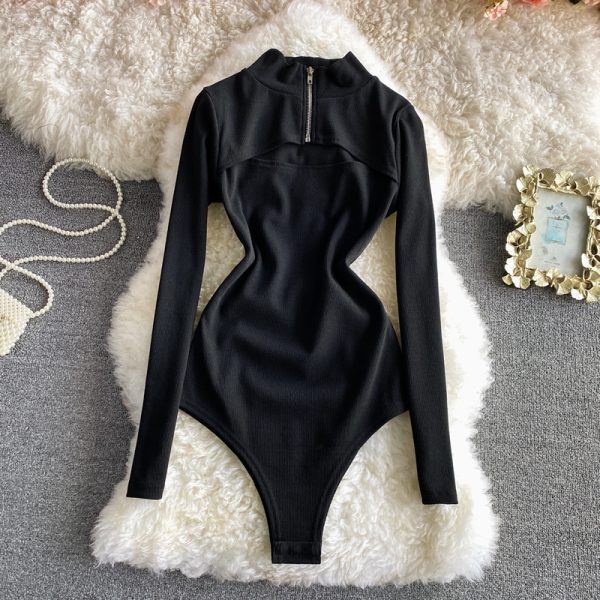 Collar T-shirt chest hollow-out cultivate one's morality joker jumpsuits - Image 4