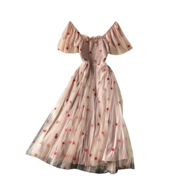 Gentle summer new French super fairy's department collect waist temperament show thin square collar gauze dress - Image 6