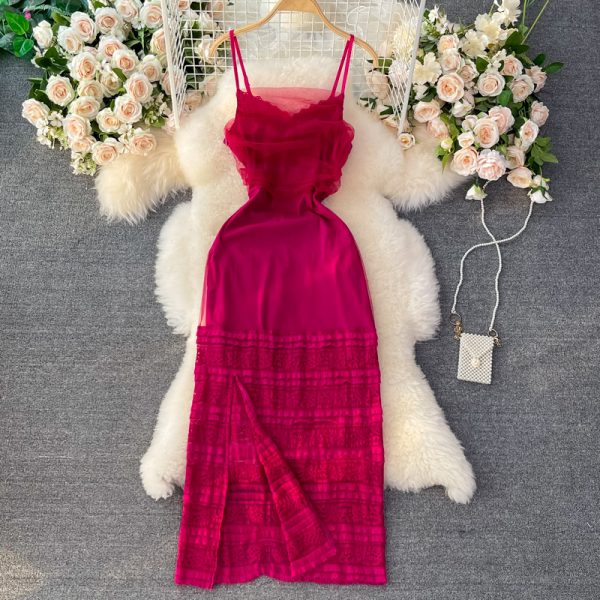 Beach Dress Women's Sanya Seaside Vacation Super Fairy French Strap Dress Summer Socialite Temperament Sheath Long Dress - Image 2