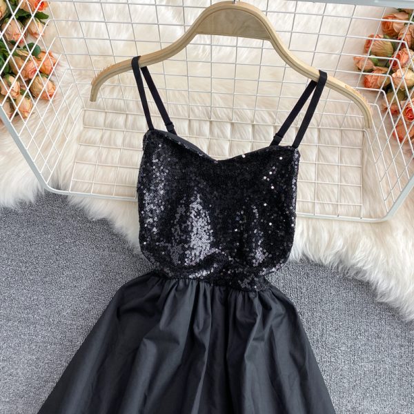 Sequin Stitching Dress for Women Summernew Gentle Small Temperament Waist-Controlled Slimming Slip Dress - Image 4
