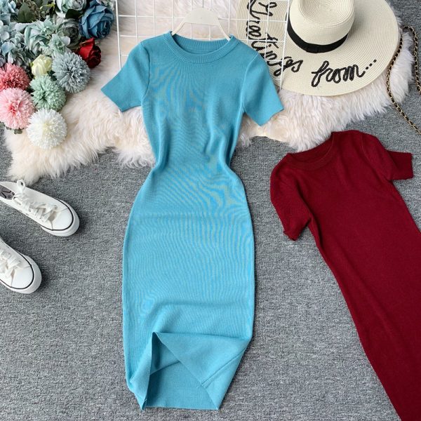 Knitting is tight skirt render package hip long dress one pace - Image 4
