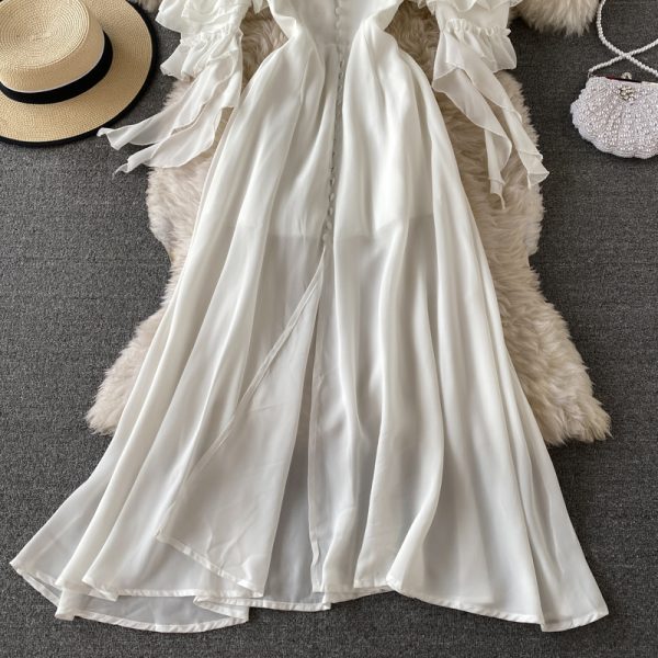 Condole belt dress strapless backless cultivate one's morality show thin big dress with short sleeves - Image 4