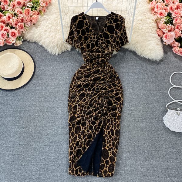 Temperamental woman dress summer new socialite v-neck cultivate one's morality show thin package hip split long skirt - Image 3