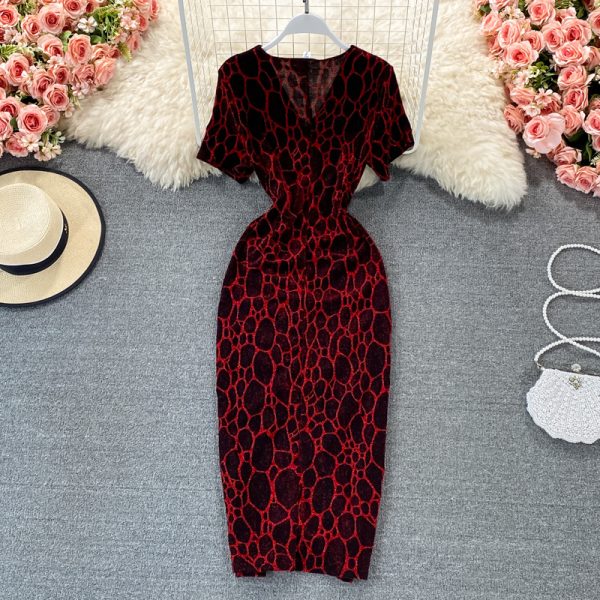 Temperamental woman dress summer new socialite v-neck cultivate one's morality show thin package hip split long skirt - Image 5