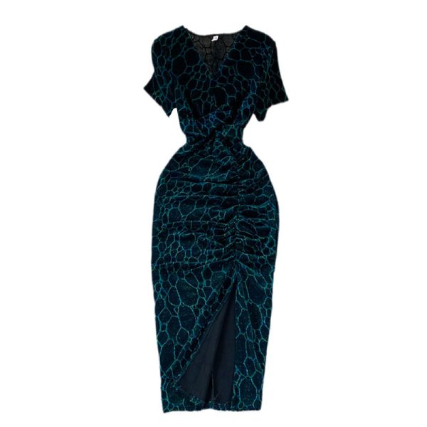 Temperamental woman dress summer new socialite v-neck cultivate one's morality show thin package hip split long skirt - Image 6