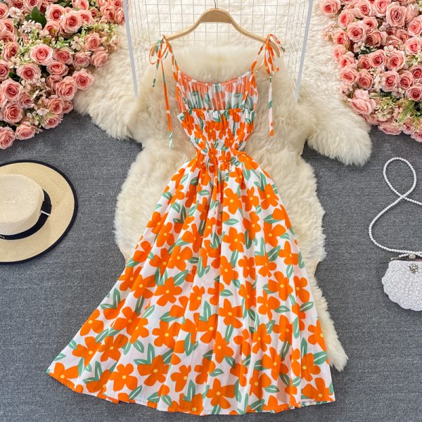 Seaside Holiday Beach Dress Women's Summer New Korean Style French First Love Suspender Dress Mori Style Floral Dress - Image 5